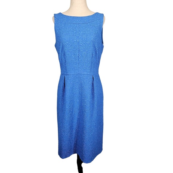 Ann Taylor Dresses & Skirts - Ann Taylor Dress Womens 8 Blue Sleeveless Jacquard Sheath Elegant Textured